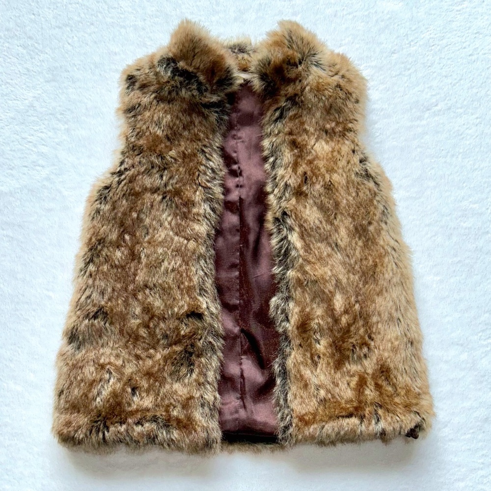 Lands End Faux fur girls winter vest